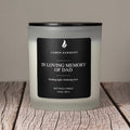 Lumen Harmony Candle with a label on a wooden surface