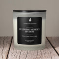 Lumen Harmony Candle with a label on a wooden surface, featuring the brand 'Lumen Harmony'.